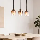LumenXL Hanglamp Palaio met drie glazen kappen in bruin ombre-effect