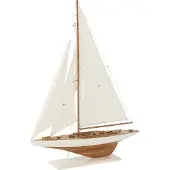J-Line decoratieve zeilboot paulowniahout wit/natuurlijk - 75 x 15 x 94 cm
