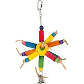 Duvo+ Kleurrijk Houten Blokjes & Leder speeltje voor vogels - 35 cm