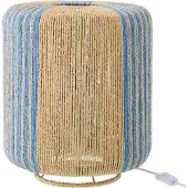 J-Line tafellamp touw cilinder blauw/naturel - 34 cm - 39 cm