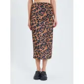 MixRay Leopardprint Hoge Taille Midi Rok met Split
