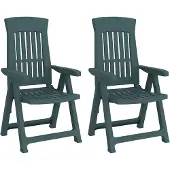 vidaXL Opklapbare ligstoelen, 2 stuks, groen PP