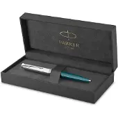 Parker 51-balpen | Groenblauwe behuizing met chromen afwerking | Medium punt met zwarte inktnavulling | Geschenkverpakking