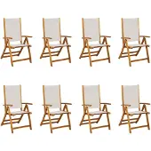 vidaXL Opklapbare stoelen, 8 stuks, van massief acaciahout en textilene.