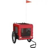 vidaXL Hondenfietstrailer oxford stof en ijzer rood en zwart