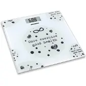 Heinner Digitale Personenweegschaal – Maximaal 150 kg – Glazen Platform – Automatische In- en Uitschakeling – LCD-display – Overbelastingsindicator – Wit met Motivatieprint