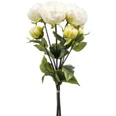 Emerald - Kunstbloem Pioenroos Bundel 50cm créme - Kunstplant voor binnen