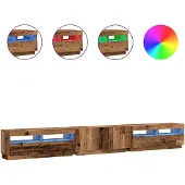 vidaXL Tv-meubel met LED 300x35x40 cm bewerkt hout oud hout