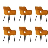 Bronx71 Velvet eetkamerstoel Mika okergeel - Eetkamerstoelen set van 6 - stoel
