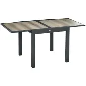 Outsunny Gartentisch Aluminium, Kunststoff Beige+Grau