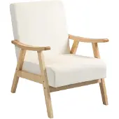 HOMCOM -Sessel-Polyester, Schaumstoff-80L x 65B x 83H cm-Cremeweiß