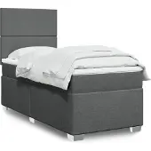 vidaXL Boxspring met matras stof donkergrijs 90x190 cm