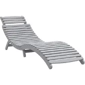 vidaXL Zonnebed, grijs, 184x55x64 cm, massief acaciahout
