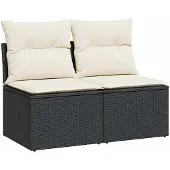 vidaXL 2-delige Loungeset met kussens poly rattan acacia zwart
