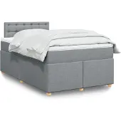 vidaXL Boxspring met matras stof lichtgrijs 120x200 cm