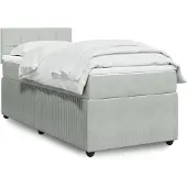 vidaXL Boxspring met matras fluweel lichtgrijs 100x200 cm