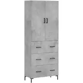 vidaXL Hoge kast 69,5x34x180 cm bewerkt hout betongrijs
