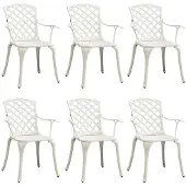 vidaXL Tuinstoelen, 6 stuks, wit, aluminium