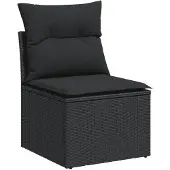 vidaXL 6-delige tuinmeubelset met kussens, zwart, polyrotan