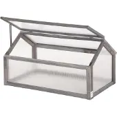 Outsunny kas - dennenhout - kunststof - grijs - 90L x 52B x 49,5H cm