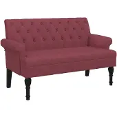 vidaXL Bankje met rugleuning 120x62x75,5 cm stof wijnrood