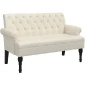 vidaXL Bankje met rugleuning 120x62x75,5 cm linnen