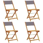 vidaXL Klapstoelen set van 4 stuks, antracietkleurige stof en massief hout.