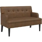 vidaXL Bankje met rugleuning 112x65,5x75 cm kunstsuèdeleer bruin