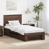 vidaXL Bedframe met hoofdeinde Bruin Eiken 80 x 200 cm Bewerkt hout