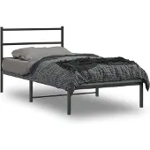 vidaXL Bedframe met hoofdeinde, zwart metaal, 107x203 cm
