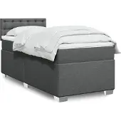 vidaXL Boxspringbed met matras, donkergrijs, 80x200 cm, gestoffeerd