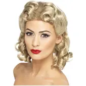 Smiffys Mooie blonde pruik 40s Sweetheart Helga met krullen