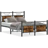 vidaXL Bedframe zonder matras, gerookt eikenhout, 137x190 cm, houtvezel