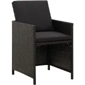 vidaXL 9-delige tuinset met kussens, zwart, van polyrotan