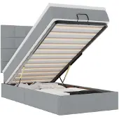vidaXL Ottoman bed met matras 140x200cm stof lichtgrijs