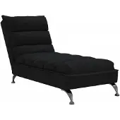 vidaXL Chaise longue met kussens stof zwart