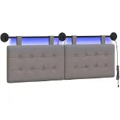 vidaXL Hangend hoofdbord Taupe Stof