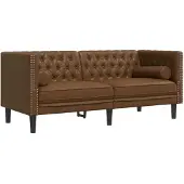 vidaXL 3-delige Loungeset Chesterfield met bolsters kunstsuède bruin
