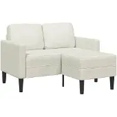 vidaXL 2-zitsbank met chaise L-vorm crèmekleurig 125 cm fluweel