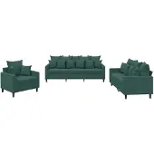 vidaXL 3-delige Loungeset met kussens fluweel donkergroen