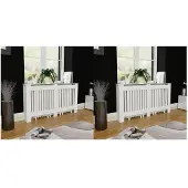vidaXL Radiatoromsluiting, 2 stuks, wit, houtvezel, 152 cm