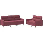 vidaXL 2-delige Loungeset met kussens stof wijnrood