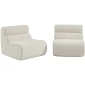 Sweeek Stoffen fauteuils getextureerde bouclé 1 zitplaats (set van 2) Wit