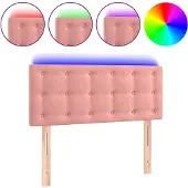 vidaXL Hoofdbord LED 144x5x78/88 cm fluweel roze