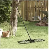 vidaXL Tuin Egaliseer Hark Zwart 75 x 25 x 200 cm Gepoedercoat staal
