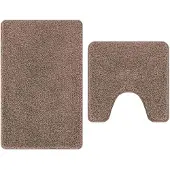 vidaXL Antislip Badmat Set 2 st Bruin 50 x 50 cm PP