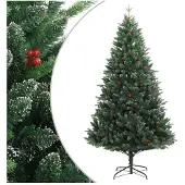 vidaXL Kunstkerstboom met scharnieren en rode bessen 120 cm