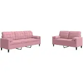 vidaXL 2-delige Loungeset met kussens fluweel roze