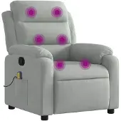 vidaXL Massagestoel lichtgrijs fluweel