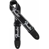 Fender 990671000 gitaarriem, running logo, zwart met wit logo